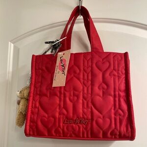 New  Betsey Johnson Quilted Red Hearts Crossbody Purse